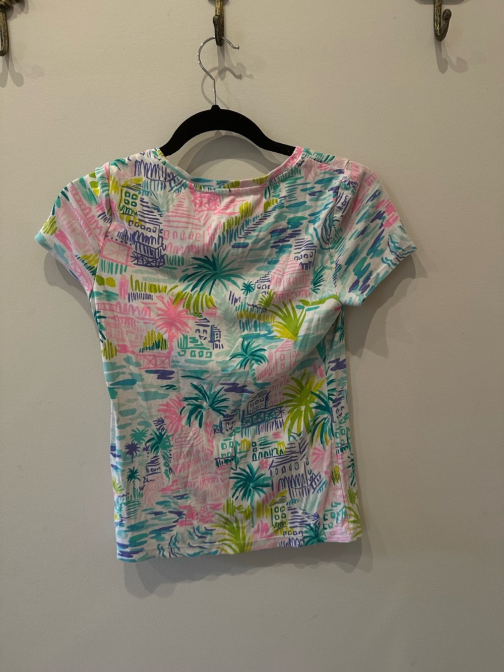 Lilly Pulitzer Short Sleeve Tee in Pink, Teal & Lime Palm Print